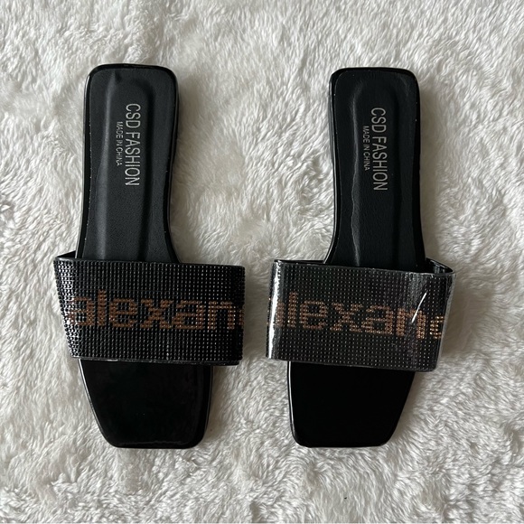 black bling bling rhinestone sandals - Picture 7 of 7